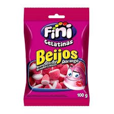 Bala De Gelatina 100g Beijos Morango